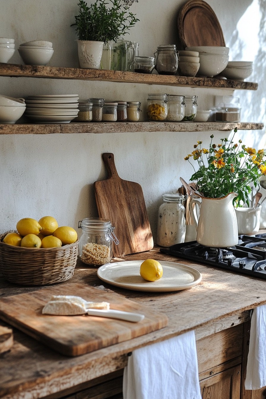 Warm kitchen with wooden worktops and practical storage
